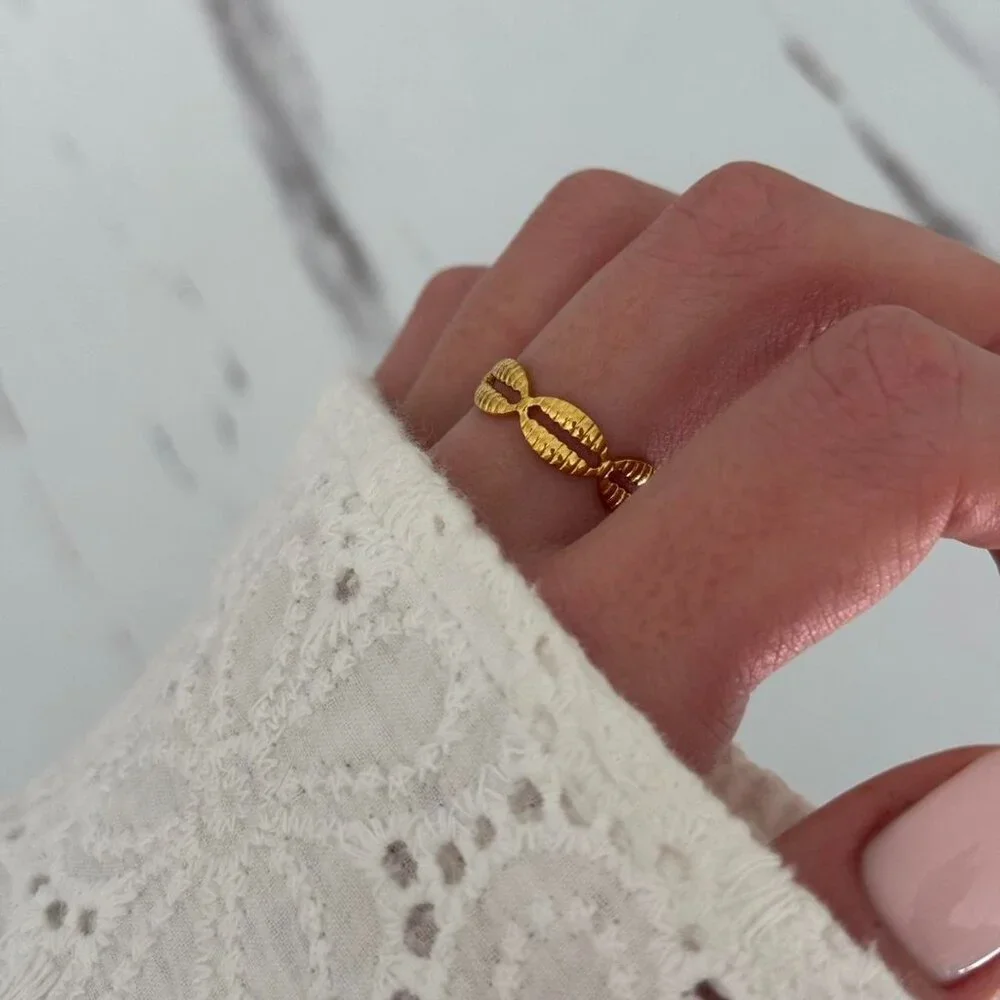 SKU0039 Retro Gold Chain‎ Shape Women Fashion Ring Stainless steel + gift bag